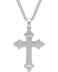 Robert Alton - Diamond Accent Stainless Steel Stacked Cross Pendant - Lyst