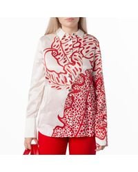 Ferragamo - Jungle Print Silk Shirt, Brand Size 44 Us - Lyst