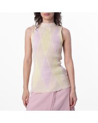 Burberry - Argyle Intarsia-Knit Sleeveess Top - Lyst