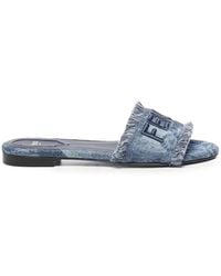 Fendi - Signature Denim Wide-Band Sunshine Slides, Brand Size 39 Us - Lyst