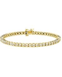 Haus of Brilliance - 10K Plated .925 Sterling 1.0 Cttw Miracle-Set Diamond Round Faceted Bezel Tennis Bracelet (I-J Color, I3 Clarity) - Lyst