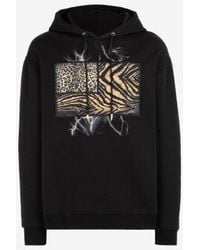 Roberto Cavalli - Animal Print Cotton Hoodie - Lyst