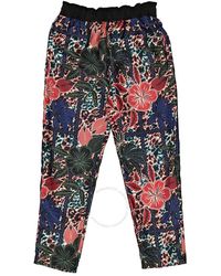 Moncler - Floral Print Cropped Silk Trousers - Lyst