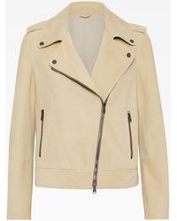 Brunello Cucinelli - Suede Biker Jacket, Brand Size 40 (Us - Lyst