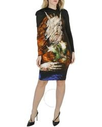 Burberry - Sea Maiden Print Cape Detail Stretch Jersey Dress - Lyst