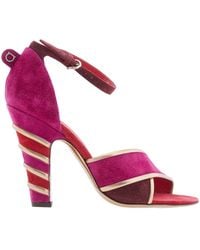 Ferragamo - Ferragamo Ether Leather-Trimmed Suede Sandals, Size 7 D - Lyst