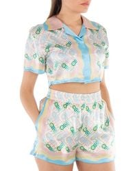 CASABLANCA - Ladies Ping Pong Silk Cropped Shirt, Brand Size 36 (Us - Lyst