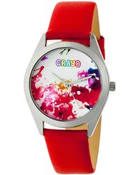 Crayo Graffiti Dial Red Leather Watch
