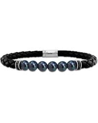 Amour - 7.5-8Mm Cultured Freshwater Pearl Braided Leather Bracelet With Diamond Accents - Lyst