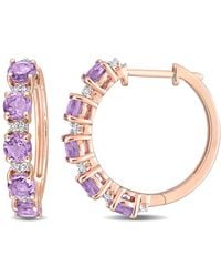 Amour - 2 1/2 Ct Tgw Amethyst And Topaz Hoop Earrings - Lyst