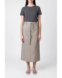 Brunello Cucinelli - Oliva Cotton Blend Midi Skirt With Tie, Brand Size 42 (Us - Lyst