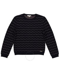 Chloé - Girls Navy Wave-print Sweatshirt - Lyst