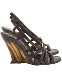 Ferragamo - Anemone Leather Wedge Sandals - Lyst