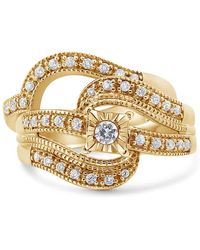 Haus of Brilliance - 14k Gold Plated .925 Sterling Silver 1/3 Cttw Round Diamond Crisscross Engagement Ring Bridal Set - Lyst