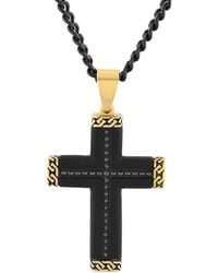 Robert Alton - 1 4Ctw Diamond Stainless Steel With Finish With Cross Pendant - Lyst