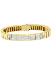 Haus of Brilliance - 14k Yellow Gold 3 5/8 Cttw Invisible Set Princess-cut Diamond Id Tennis Bracelet - Lyst