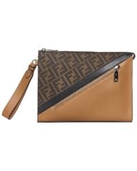 Fendi - Diagonal Ff Zip Clutch Purse - Lyst
