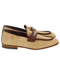 Ferragamo - Woven Raffia Loafers - Lyst