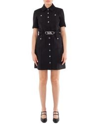 Michael Kors - Stretchy Crepe Short Sleeve Belted Utility Dress, Size 2 - Lyst