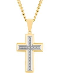 Robert Alton - 1/10Ctw Diamond Stainless Steel With Finish Cross Pendant - Lyst