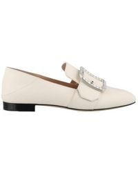 Bally - Janelle Crystal Buckle Leather Loafers, Brand Size 39 Us - Lyst