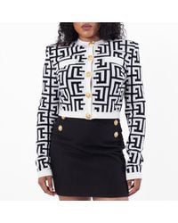 Balmain - Monogram Kniited Cardigan, Brand Size 38 (Us - Lyst