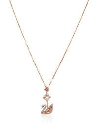 Swarovski - Dazzling Swan Y Necklace, Rose- Tone Plated - Lyst
