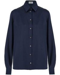 Ferragamo - Satin Button-Up Shirt - Lyst