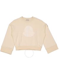 Moncler - Girls Cream Long Sleeve Logo Patch Cotton Sweatshirt - Lyst