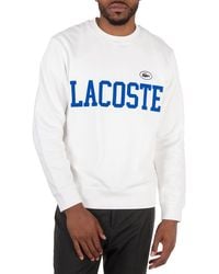 Lacoste - Flocked Logo Fleece Sweatshirt, Brand Size 5 - Lyst