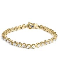 Haus of Brilliance - 14K Plated .925 Sterling 1/10 Cttw Diamond Open Circle Beaded Wheel Link Tennis Bracelet (I-J Color, I3 Clarity) - Lyst
