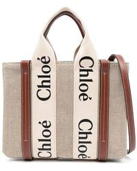 Chloé - Woody Small Linen Tote Bag - Lyst