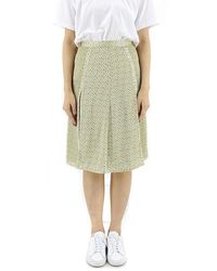 Burberry - Monogram Print Silk Pleated Skirt - Lyst