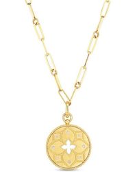 Roberto Coin - 18k Yellow Gold Venetian Princess Satin Medallion With Flower Cutout - Lyst