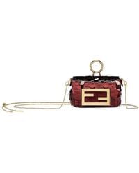 Fendi - Nano Baguette Charm Embellished Sequins Bag - Lyst