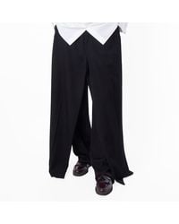 Balenciaga - Double Front Ironed Pleats Twill Wide-Leg Pant - Lyst