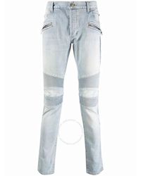 Balmain - Slim-cut Faded Biker Jeans - Lyst