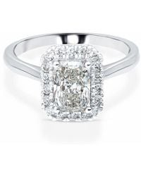 Brilliant Diamond - 1 1/2 Carat Radiant Lab Grown Halo Diamond Engagement Ring - Lyst