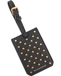 Burberry Studded Leather Luggage Tag In Black