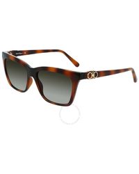 Ferragamo - Grey Gradient Rectangular Sunglasses Sf1027s 214 55 - Lyst