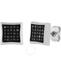 Robert Alton - 1/4ctw Black Diamond Stainless Steel Square Stud Earrings - Lyst