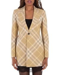 Burberry - Checked Tailored Single-Breasted Blazer, Brand Size 2 Us - Lyst