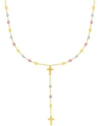 Tresorra - 14K Drop Cross Rosary Necklace - Lyst