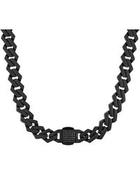 Robert Alton - 1/2Ctw Diamond Clasp Matte Finish Stainless Steel Chain - Lyst