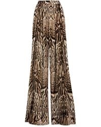 Roberto Cavalli - Ocelot Print Velvet High-Rise Trousers, Brand Size 40 Us - Lyst