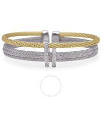 Alor - Grey & Yellow Cable Double Arch Over Twist Cuff With 18k Gold & Diamonds - Lyst