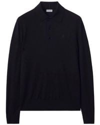 Burberry - Logo Embroidered Long-Sleeved Polo Shirt - Lyst