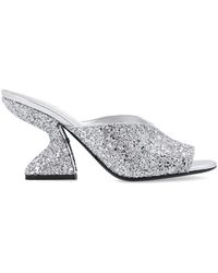 Ferragamo - Salvatore Ladies Argento Sansu 85Mm Sculptural-Heel Mules, Size 5.5 - Lyst