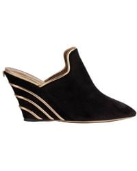 Ferragamo - Ebby Velvet Wedge Mules - Lyst