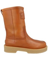 Ferragamo - Ferdi Round Toe Leather Boots - Lyst